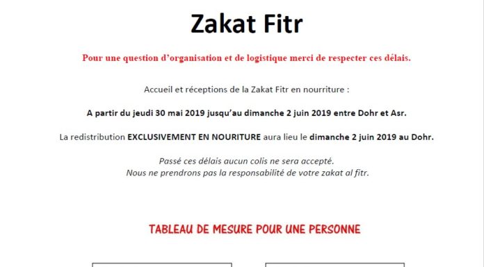 Zakat Al Fitr en nourriture