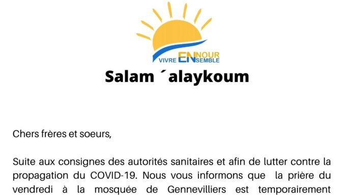 Communiqué prière du vendredi